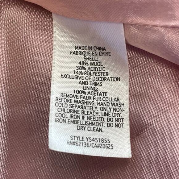 Guess Jeans Coat Womens Medium Wool Blend Pea Jacket Embroidered Beaded Lined - Picture 15 of 16